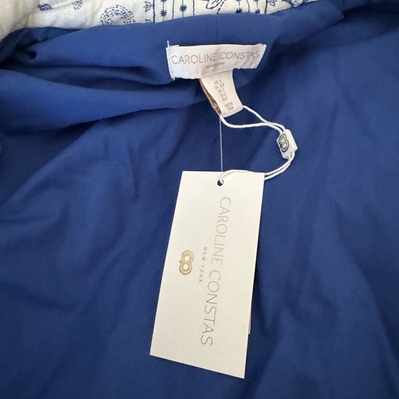 Caroline Constatas- NWT Blue and White Paisley Quilted Longsleeve Cropped Jacket - Picture 5 of 6